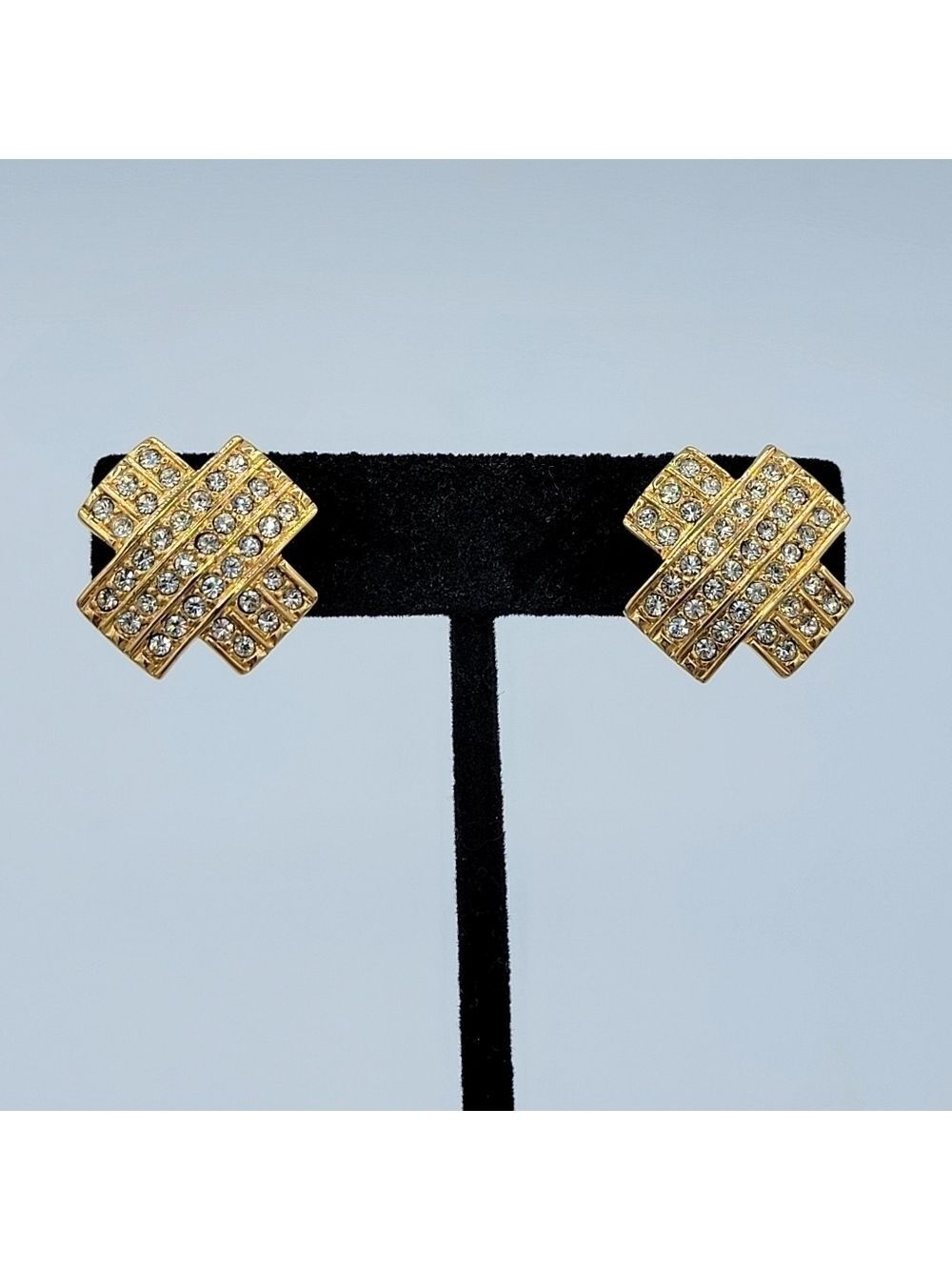 Vintage Swarovski Goldtone X Earrings #2184